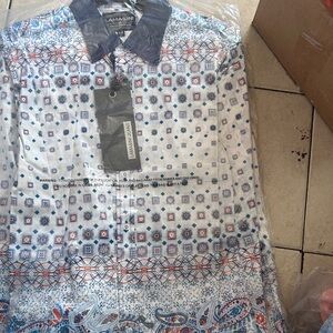 Lamansini Men's Long Sleeve Shirt - Blue and White